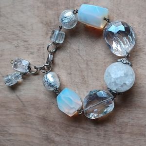Bracelet white marble quartz stones moonstones